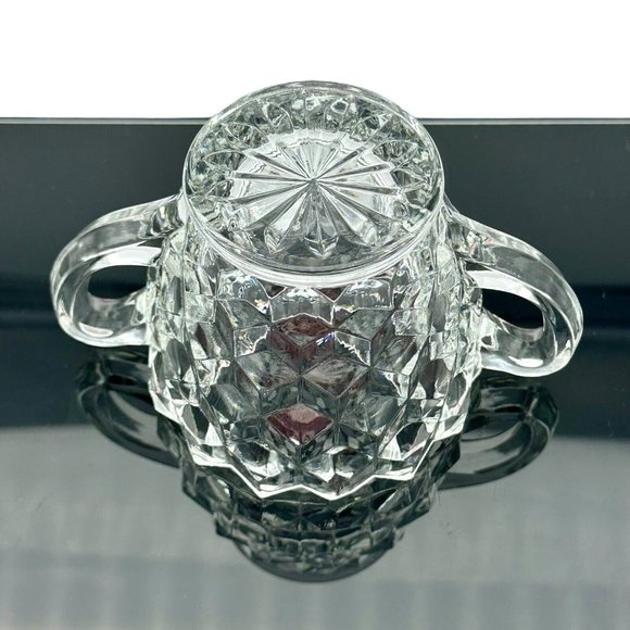 Colony Whitehall Clear‎ Cubist Elegant Glass Open Sugar Bowl Double Handle VTG - Picture 6 of 9